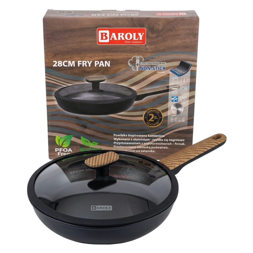 Sartén De Aluminio Antiadherente Baroly 28cm Con Tapa Pfoa Free-1