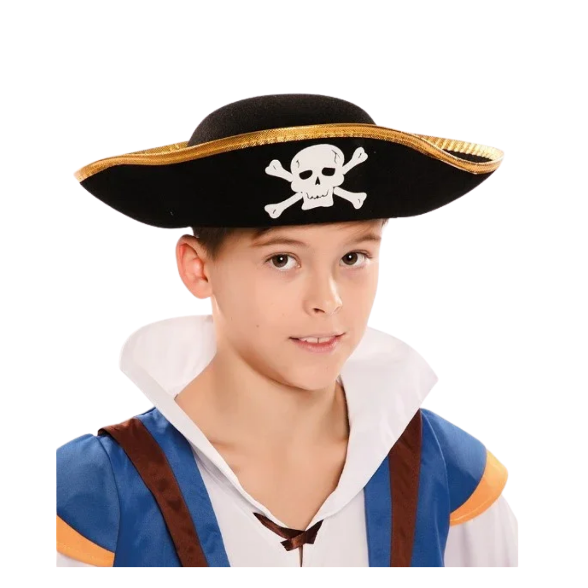 Gorro Pirata Borde Dorado Disfraz Niño/Adulto Halloween 2025-2