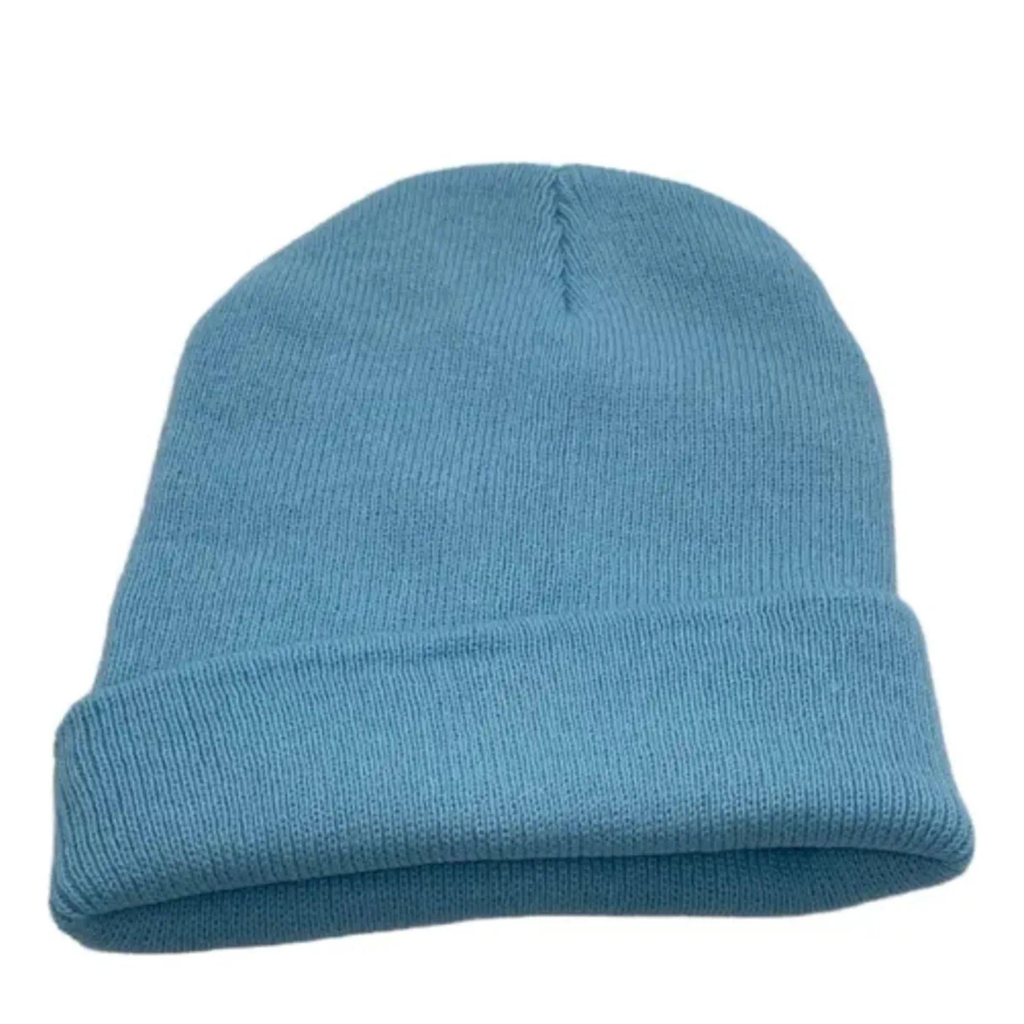 Gorro Tendencia Beanie Lana Adulto Con Doblez Unisex Color Azul -2
