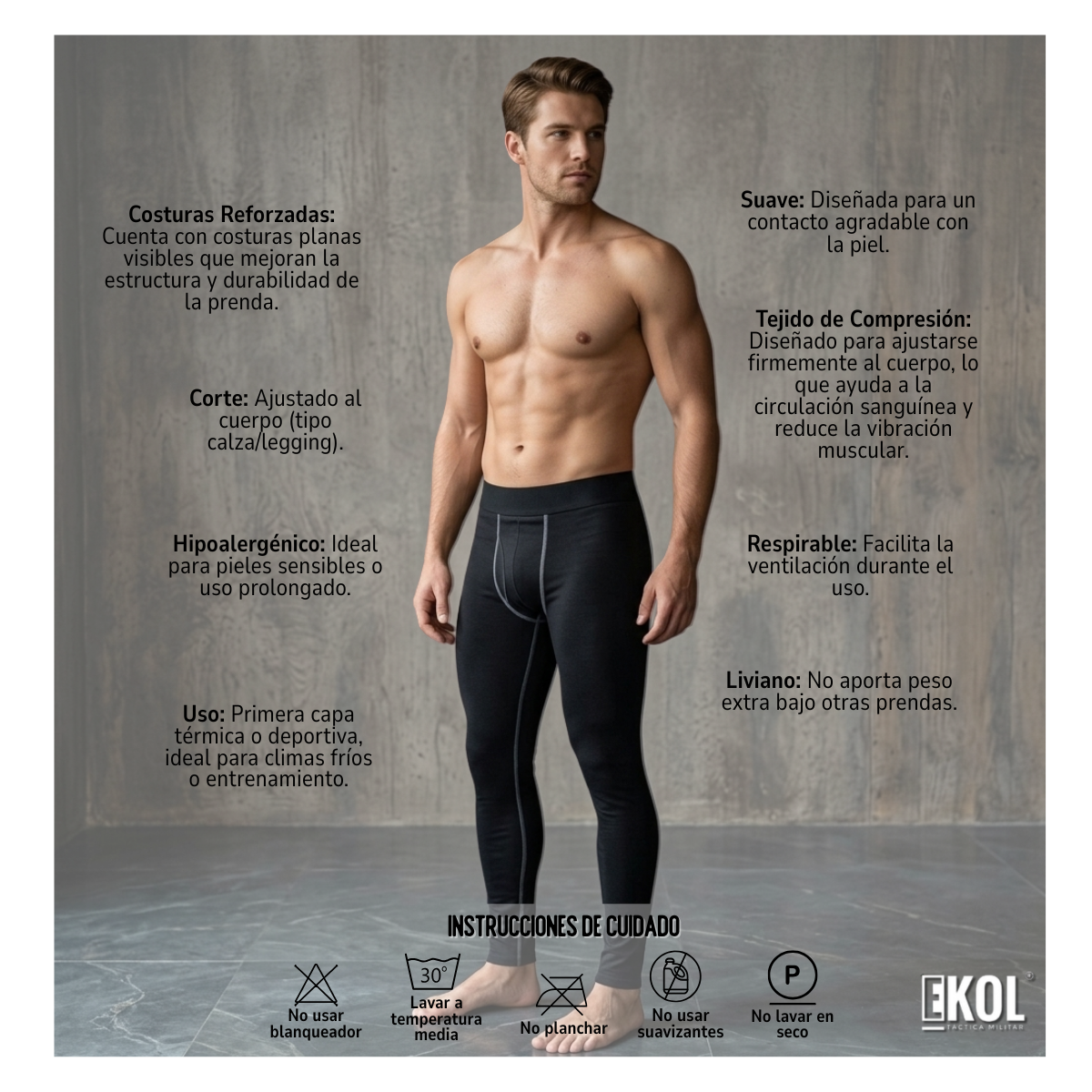 Calza Térmica Hombre Primera Capa Polar Invierno Algodón -2