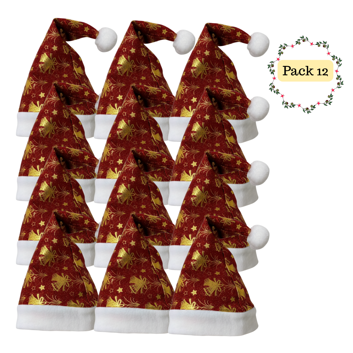Pack 12 Gorros Viejo Pascuero Premium Navidad Festividad Diseños Varios-0