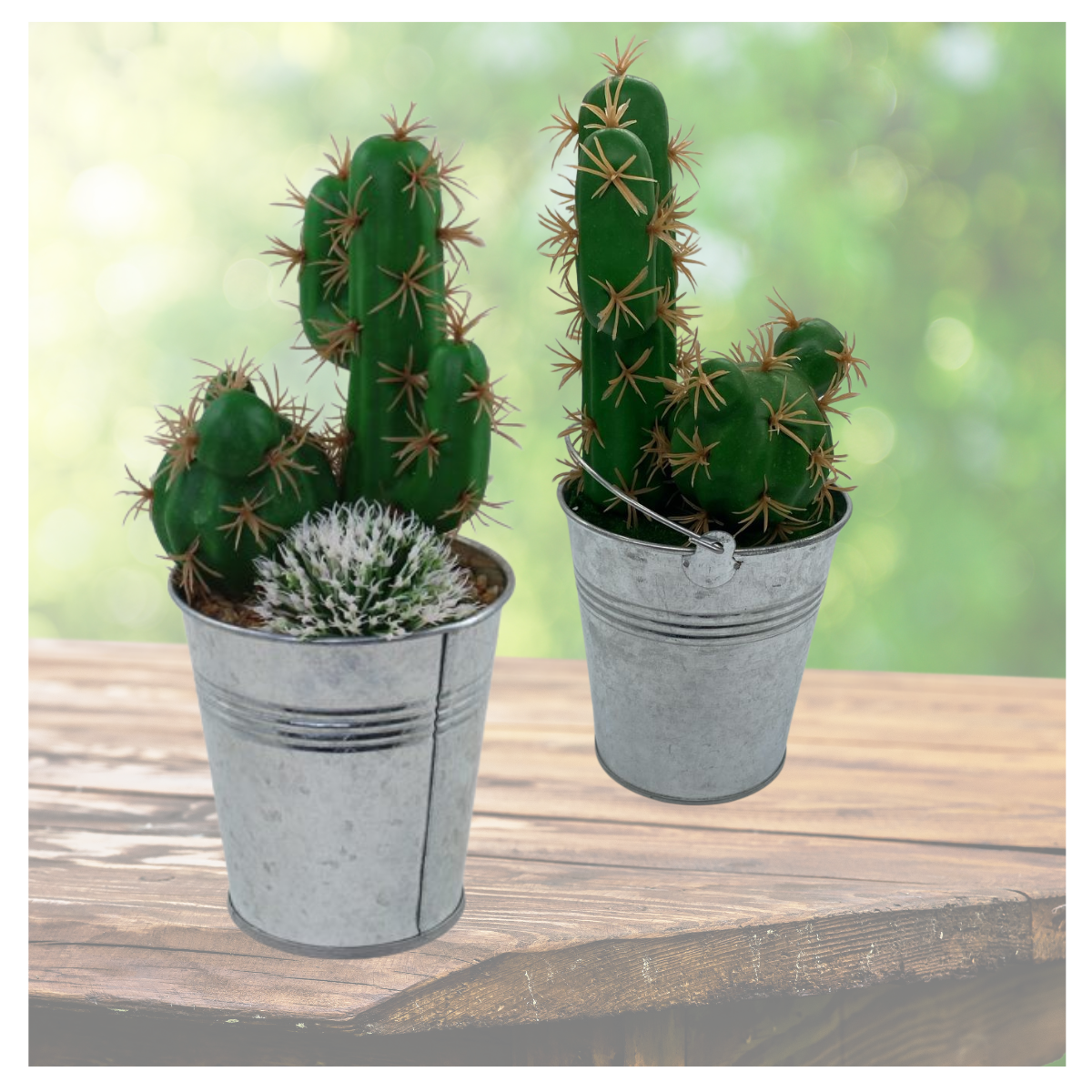 Cactus Artificial Verde Artesanal Para Decoración de Interiores y Exteriores-3