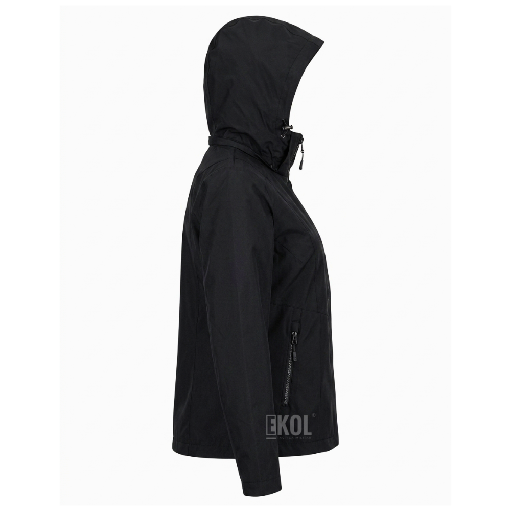 Chaqueta Cortaviento Mujer con Capucha Ajustable y Cuello Alto-3