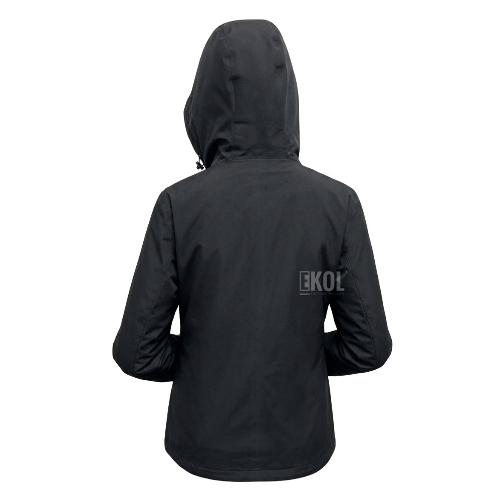 Chaqueta Cortaviento Mujer con Capucha Ajustable y Cuello Alto-4