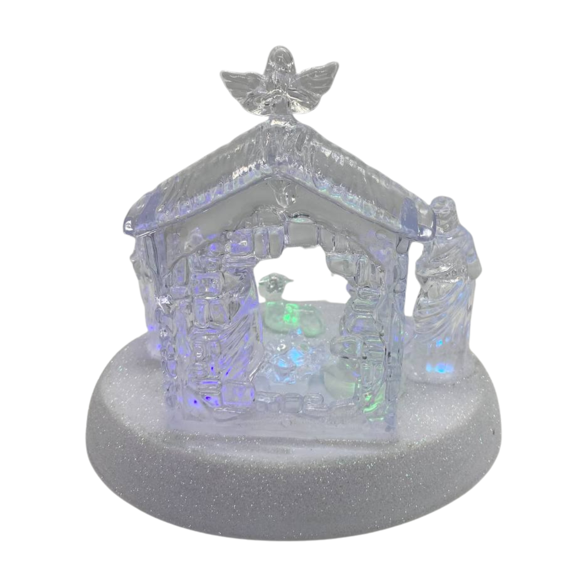 Nacimiento Mini Pesebre Navidad Acrílico Luces Led Decoración-2