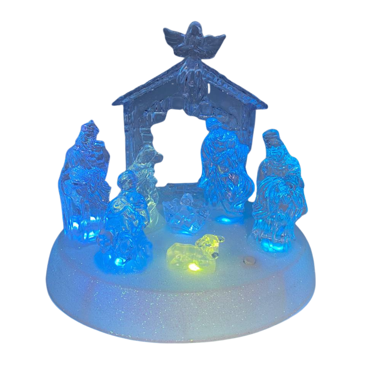 Nacimiento Mini Pesebre Navidad Acrílico Luces Led Decoración-4