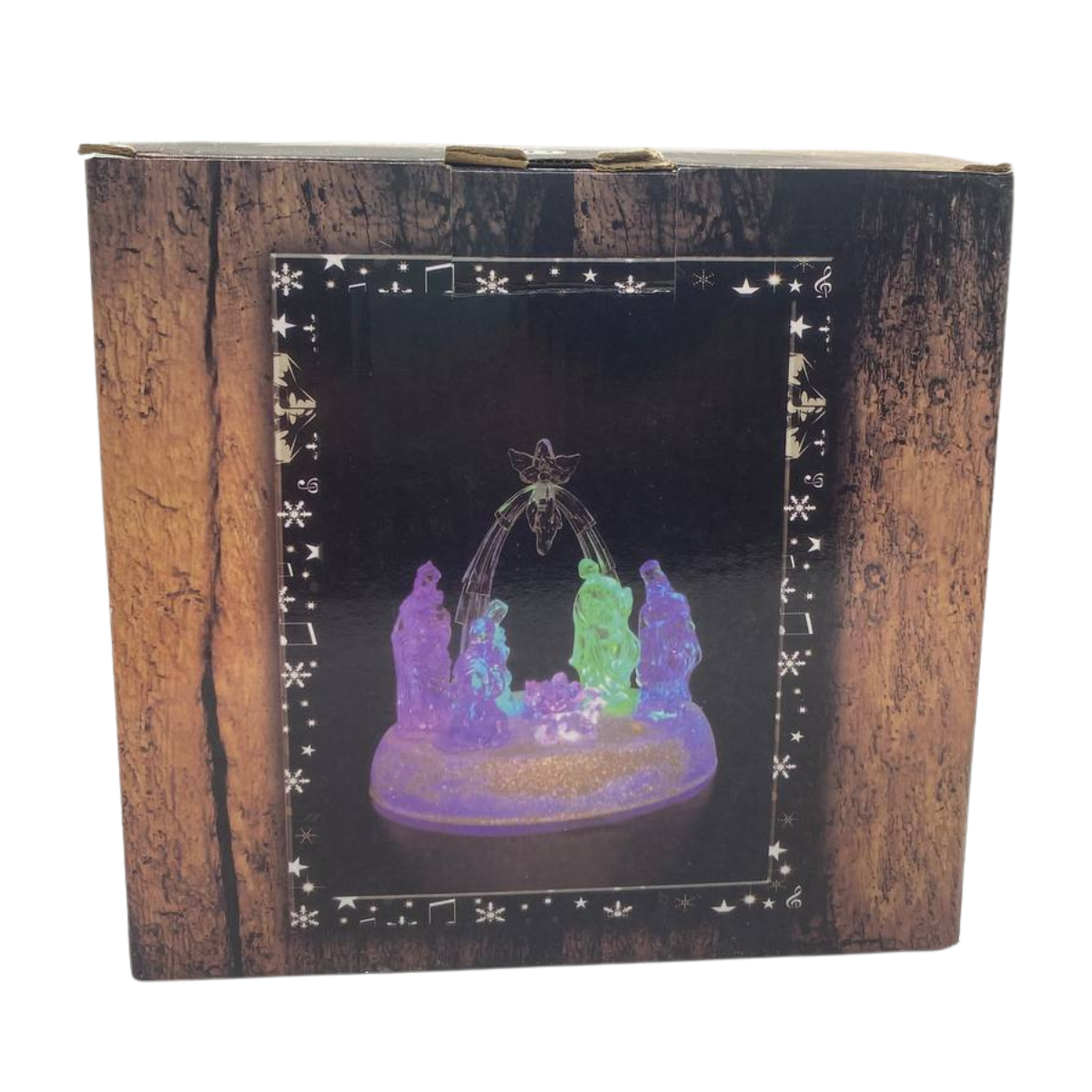 Nacimiento Mini Pesebre Navidad Acrílico Luces Led Decoración-7