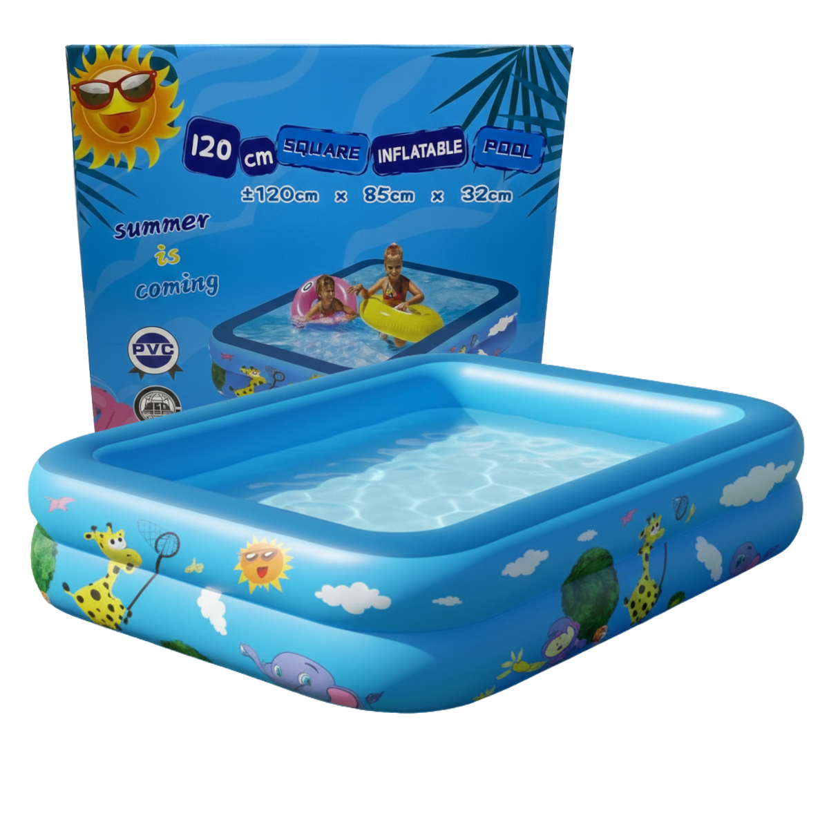 Piscina Inflable Rectangular Acolchada Pequeña Niños Verano-4