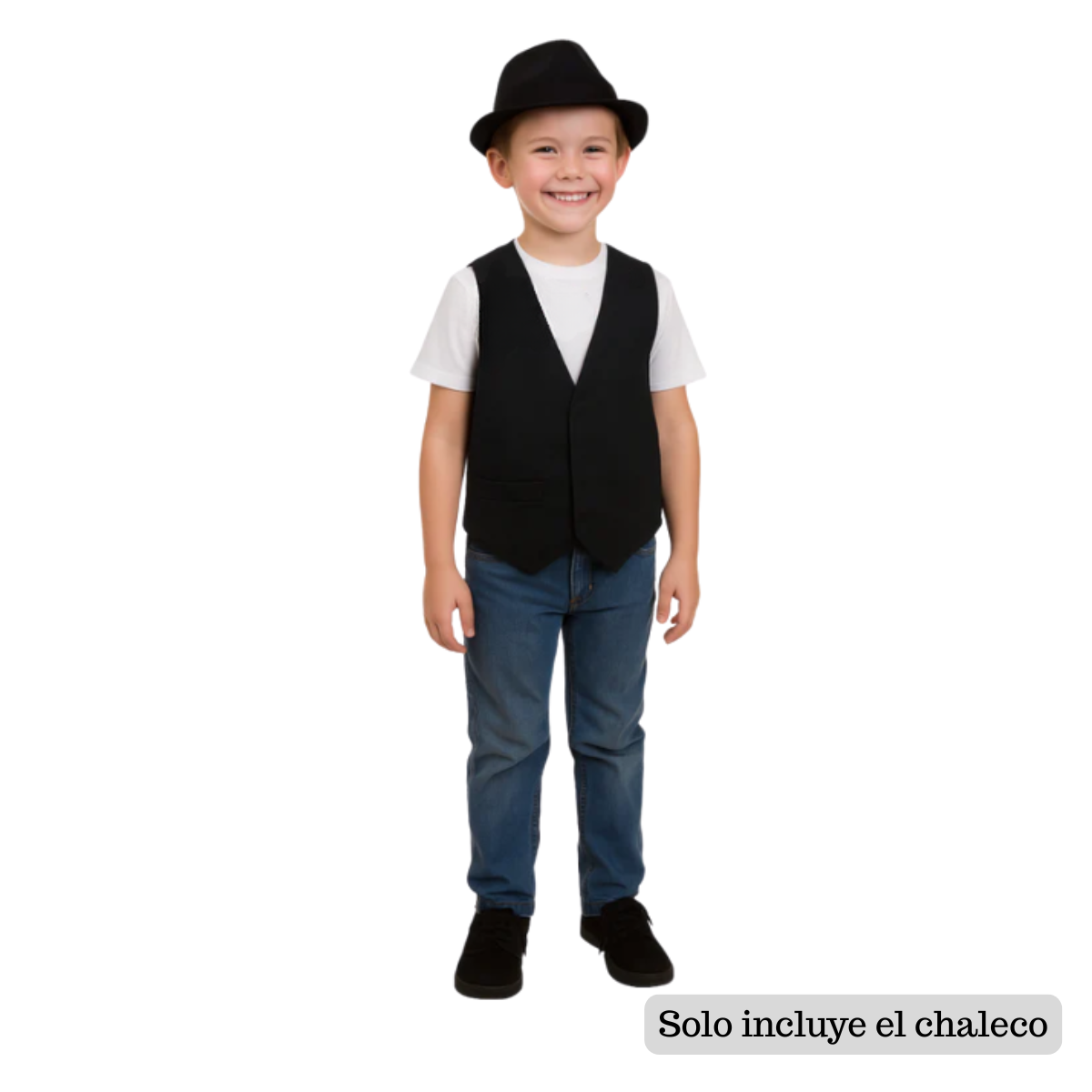 Chaleco Bolero Negro Para Niños Juvenil Nortino Huaso-3