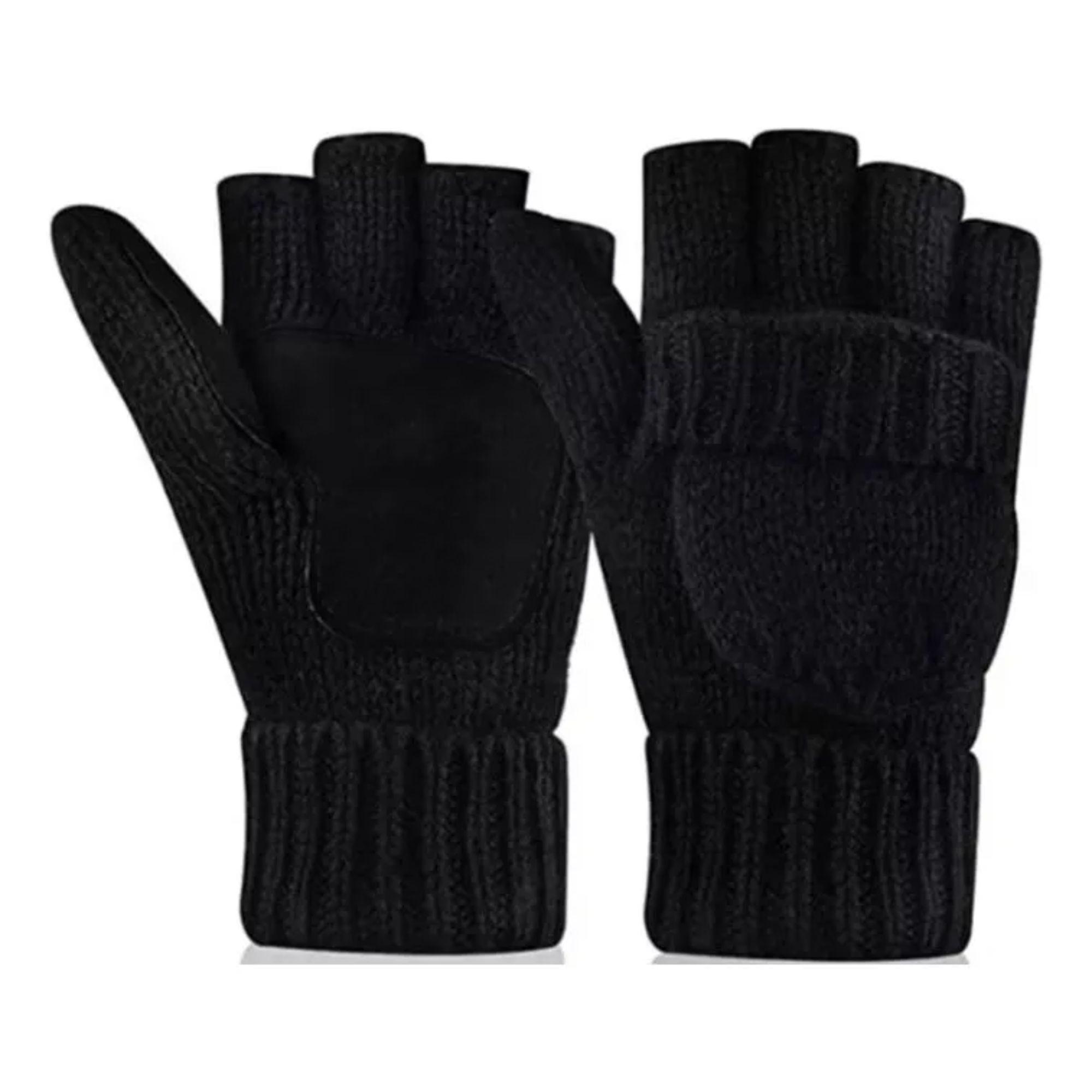 Pack 3 Guantes Térmicos De Invierno Sin Dedos Convertibles Unisex Para Jovenes y Adultos-0