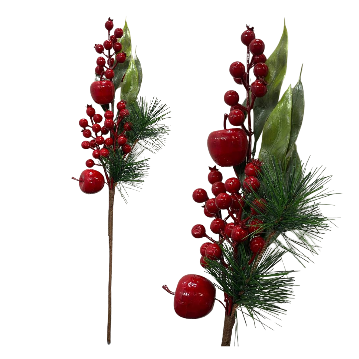 Pack 3 Bayas Ramas Flores Artificiales Acebo Tallos Navidad 2025-2