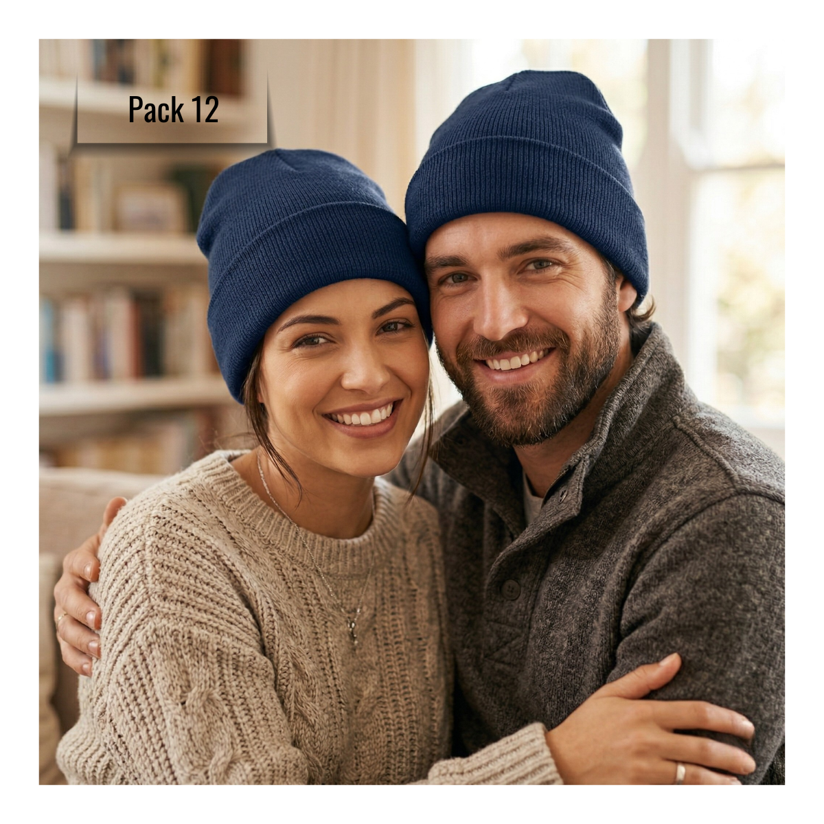 Pack 12 Gorros De Lana Con Doblez Adulto-2