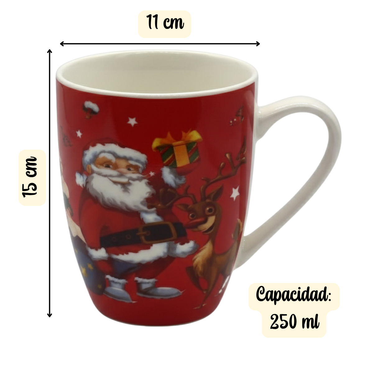 Set De Taza Plato Y Bowl De Navidad Viejo Pascuero Navidad Rojo Viejito Pascuero-3