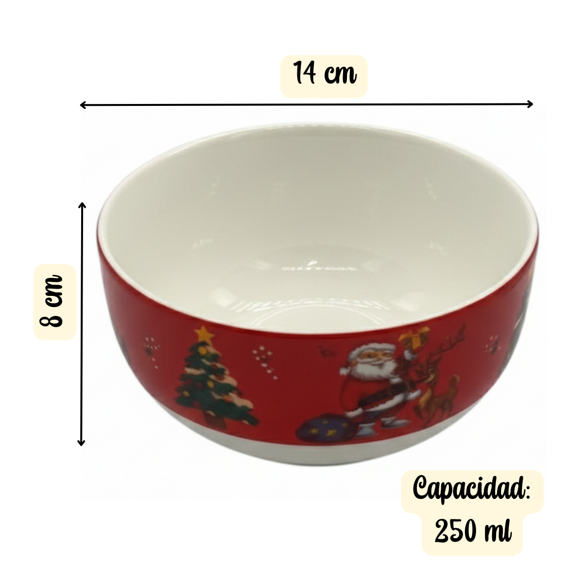 Set De Taza Plato Y Bowl De Navidad Viejo Pascuero Navidad Rojo Viejito Pascuero-4