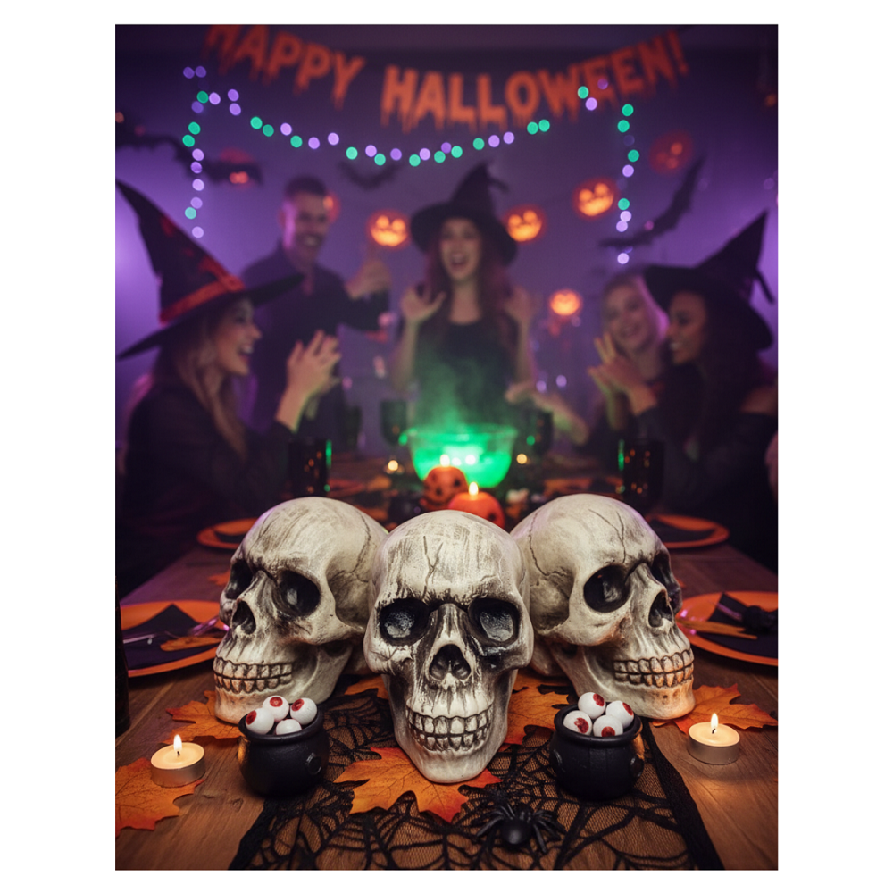 Pack 3 Calaveras Decoración Fiestas Halloween 2025-4