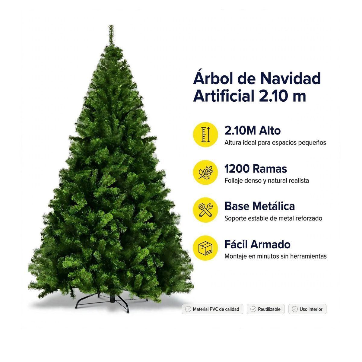 Arbol de navida pino verde artificial 210 cm-3