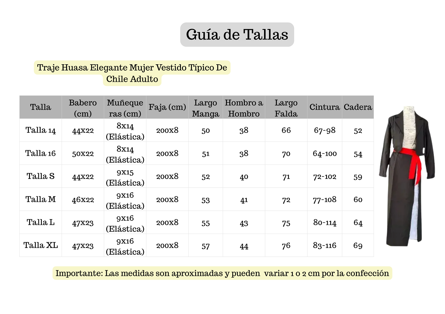 Traje Huasa Elegante Mujer Vestido Tipico De Chile Adulto-4