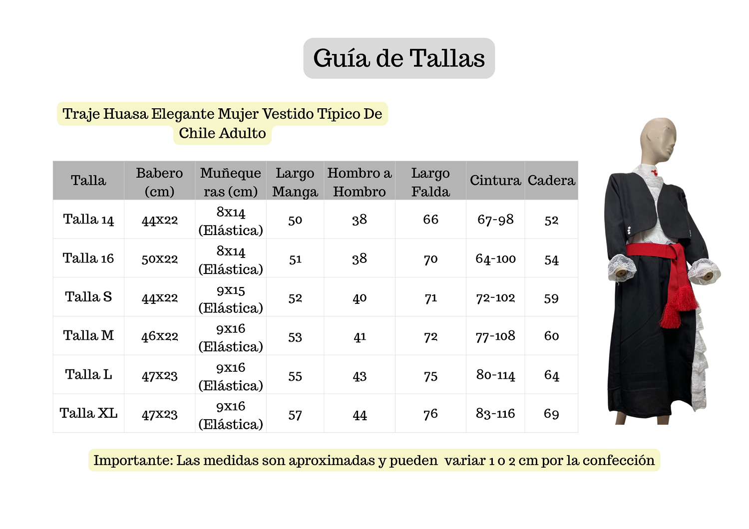 Traje Huasa Elegante Mujer Vestido Tipico De Chile Adulto-5