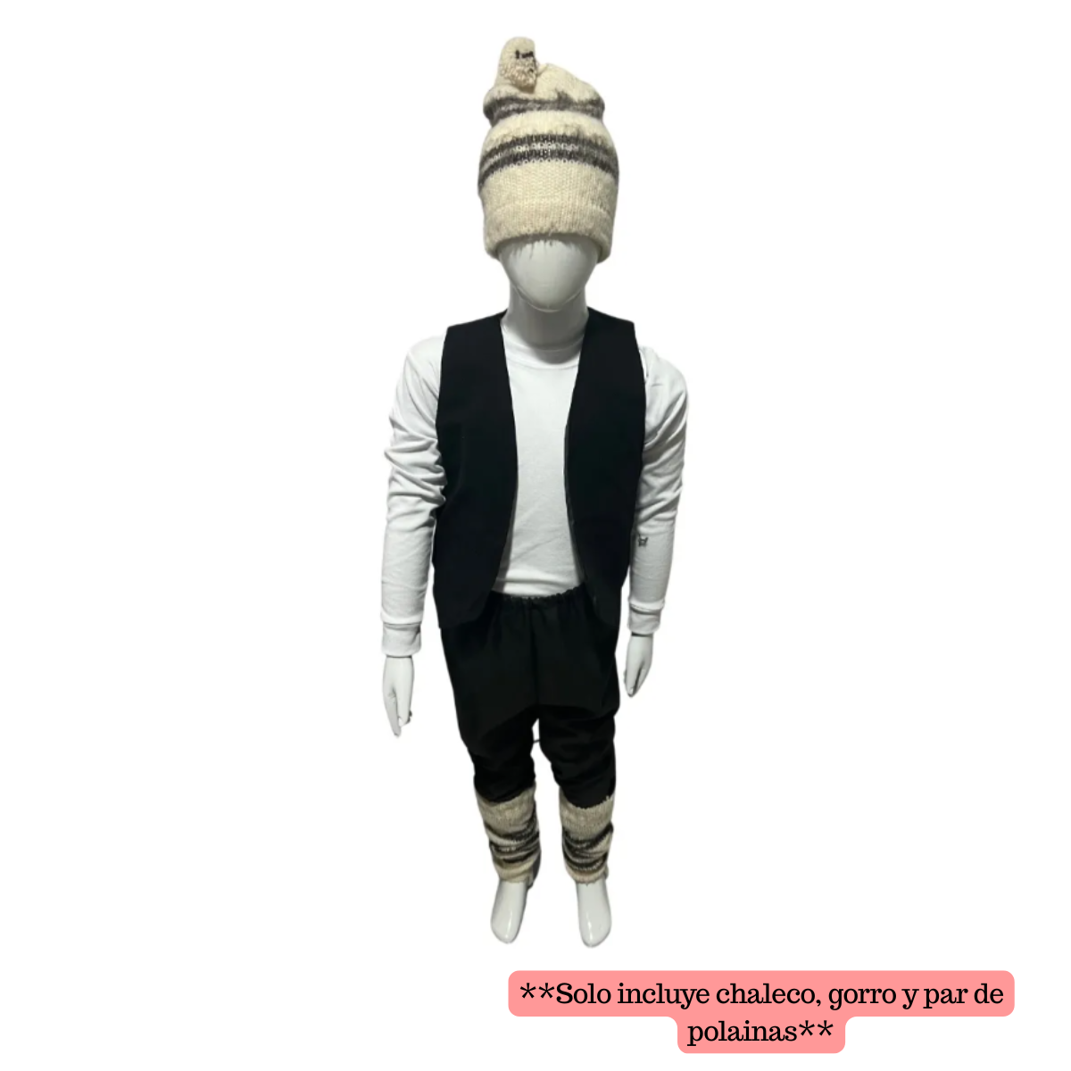 Set Vestimenta Chilote Chaleco Con Gorro Y Polainas-6