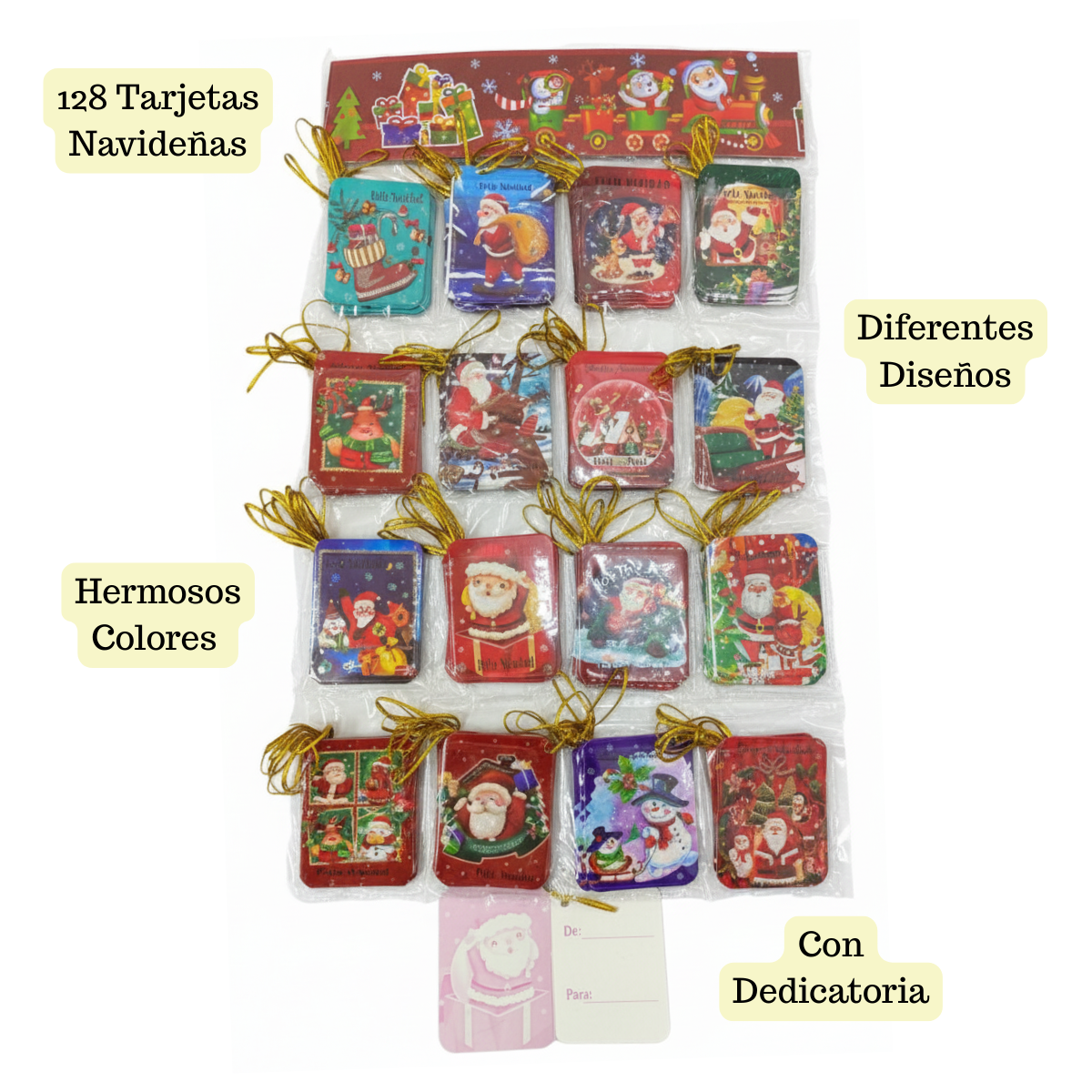Pack 128 Tarjetas Pequeñas Para Regalos De Navidad 10x5 cm Navidad 2025-2