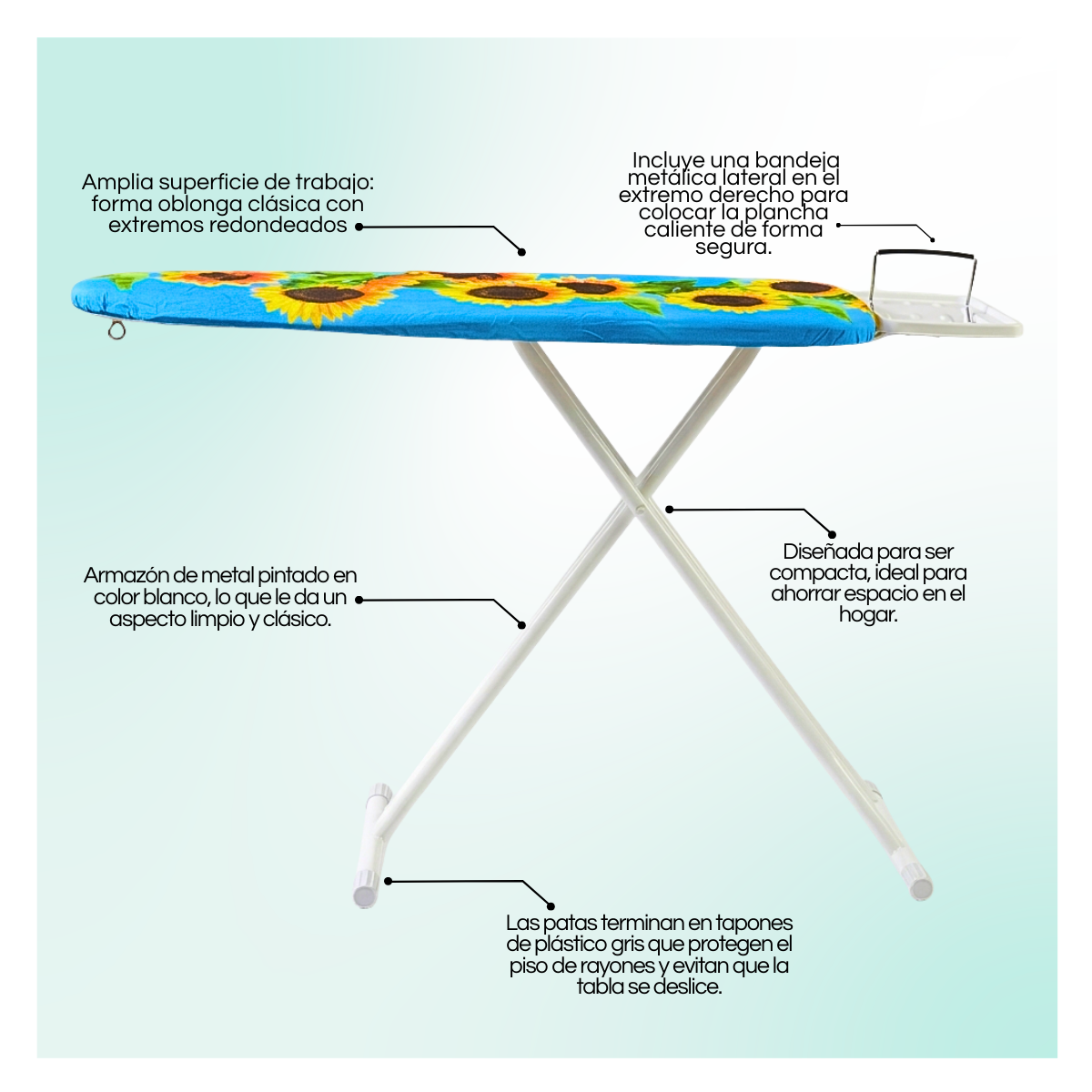 Tabla de Planchar Reforzada Ajustable y Plegable 110x90 cm - Diseños Surtidos-5