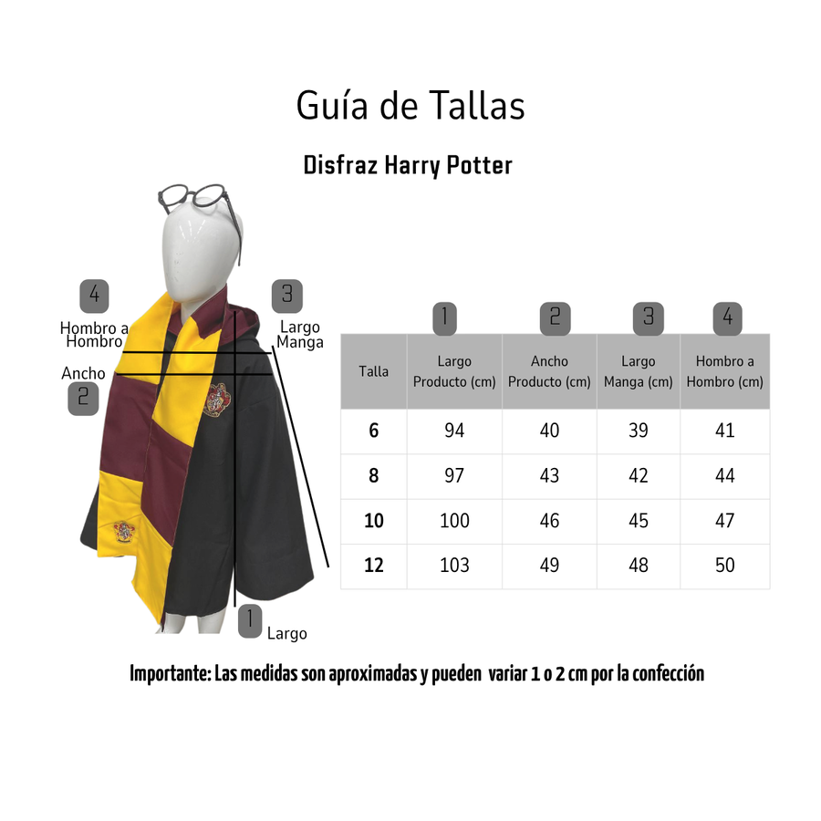 Disfraz Harry Potter Niño Capa Gryffindor Bufanda Lentes Set-5