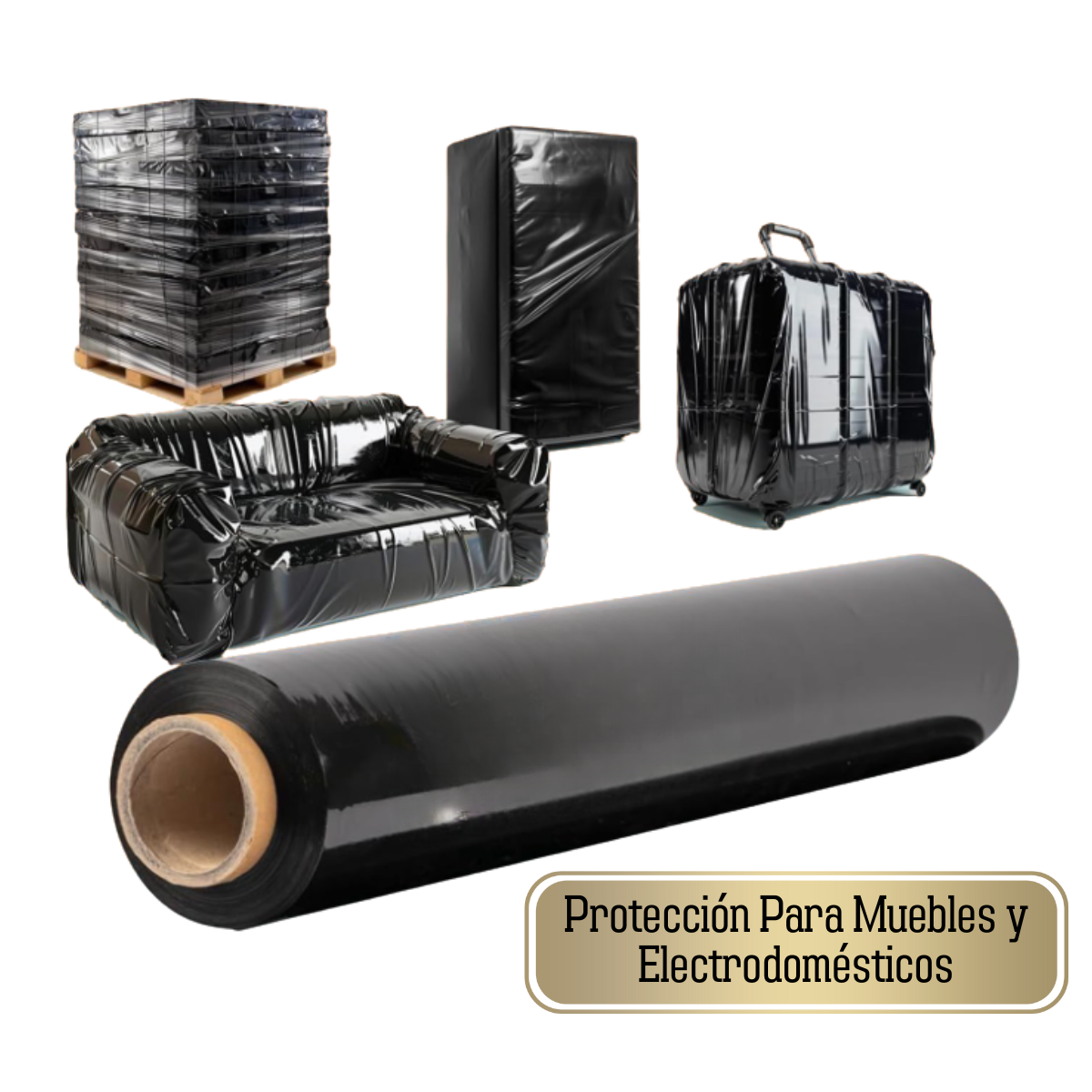 Alusa Industrial Mudanza 3kg Film Plastico Negro De Embalaje-3