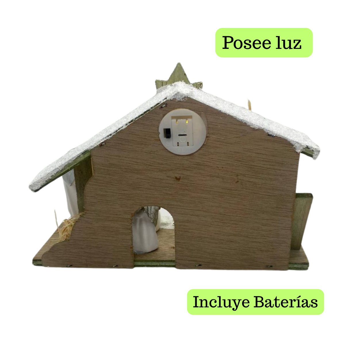 Pesebre Nacimiento Navideño Madera 22x8x16 cm Blanco Navidad 2025-4