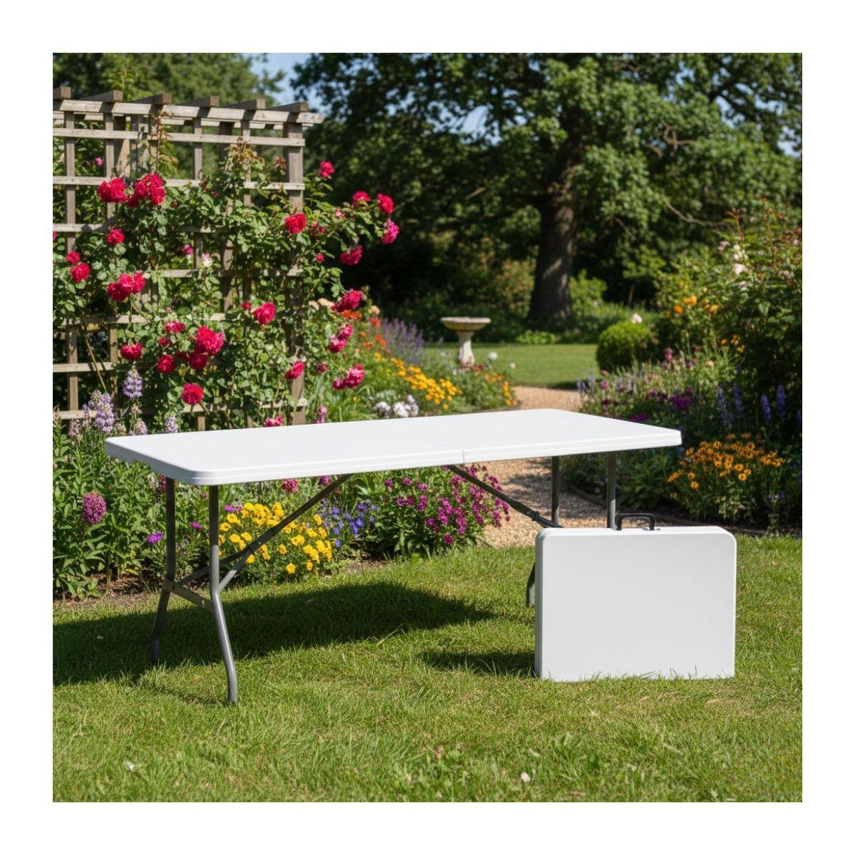 Mesa Plegable 1.8 Mts Tipo Maleta Portatil Camping Jardin Blanco-7