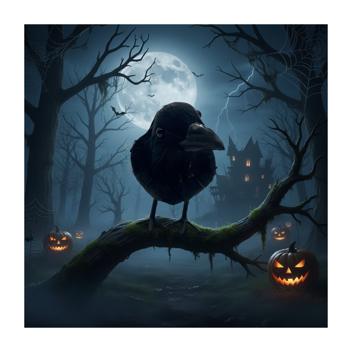 Cuervo Realista Emplumado Negro Halloween 2025-4