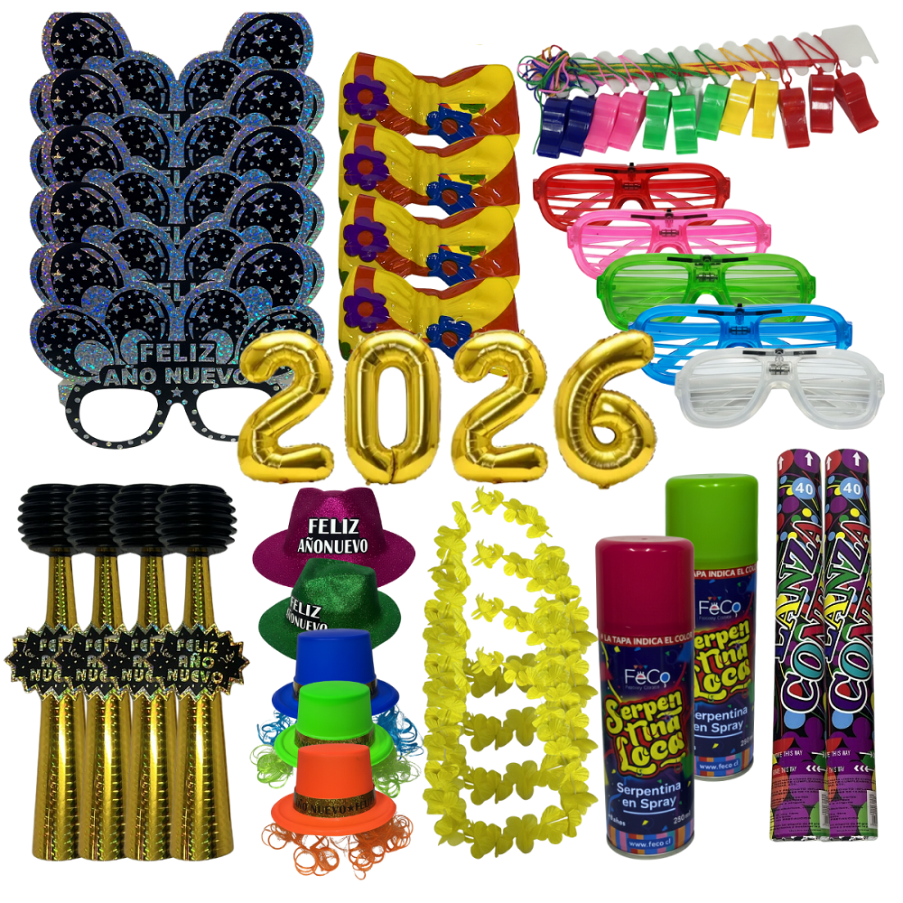 Kit Premium Cotillón Año Nuevo Con Globos 38 Piezas-0