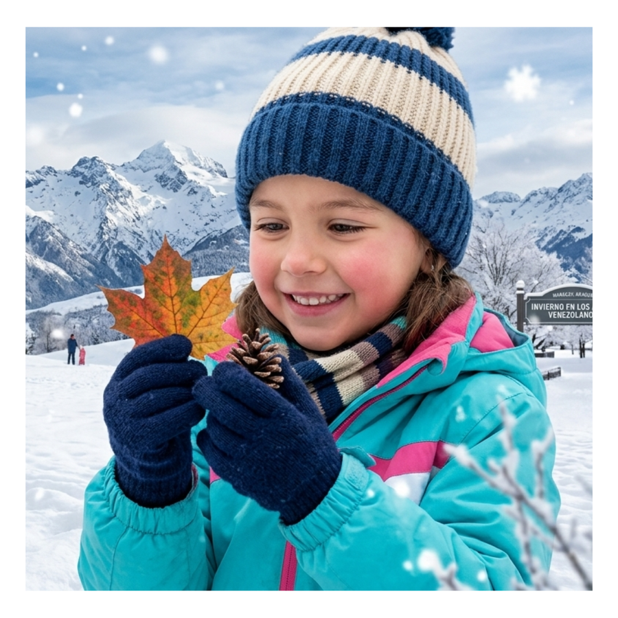 Pack 12 Guantes De Lana Térmicos Para Niños - Invierno Suave Color Azul Marino-5