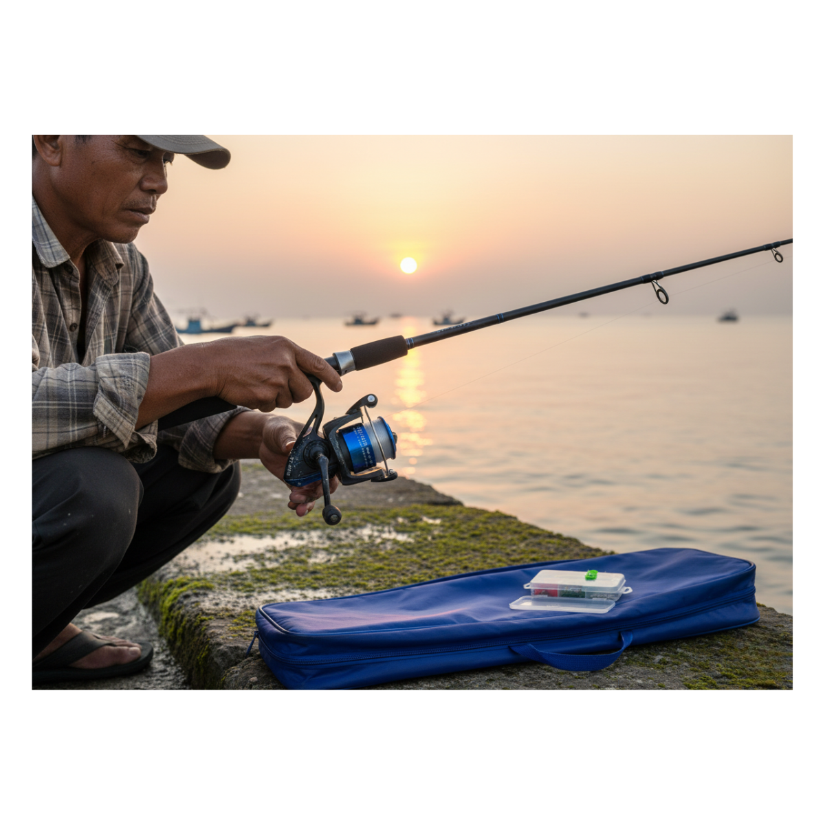 Set Pesca Caña De Pescar Telescópica Mosquero Carrete Pesca-2