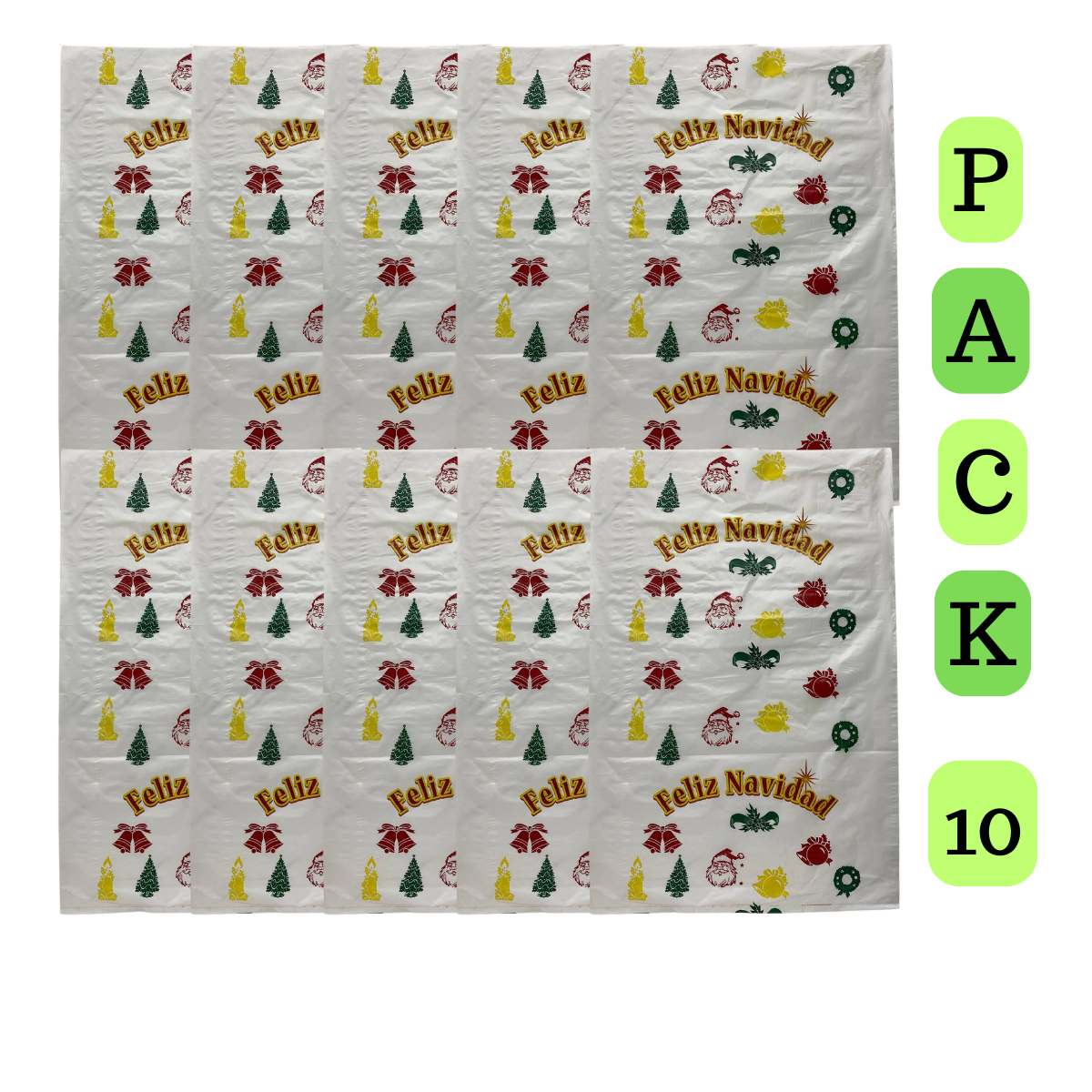 Pack 10 Bolsas Plásticas Navideñas Compartir Navidad-1