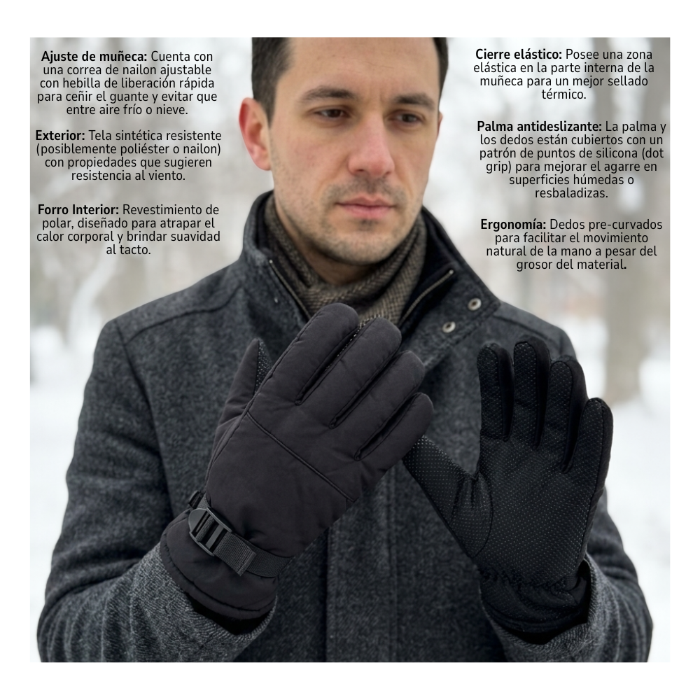 Guantes para Nieve y Montañismo Térmicos con Agarre Antideslizante-5