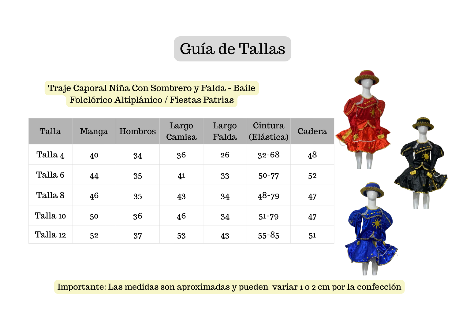 Traje Caporal Niña Con Falso Incluye Sombrero Fiestas Patria-5