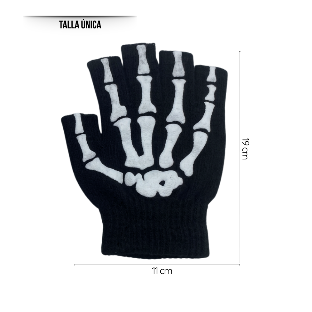 Pack 12 Guantes Manga Calavera Hombre Mujer Sin Dedos Bicicleta Moto-5