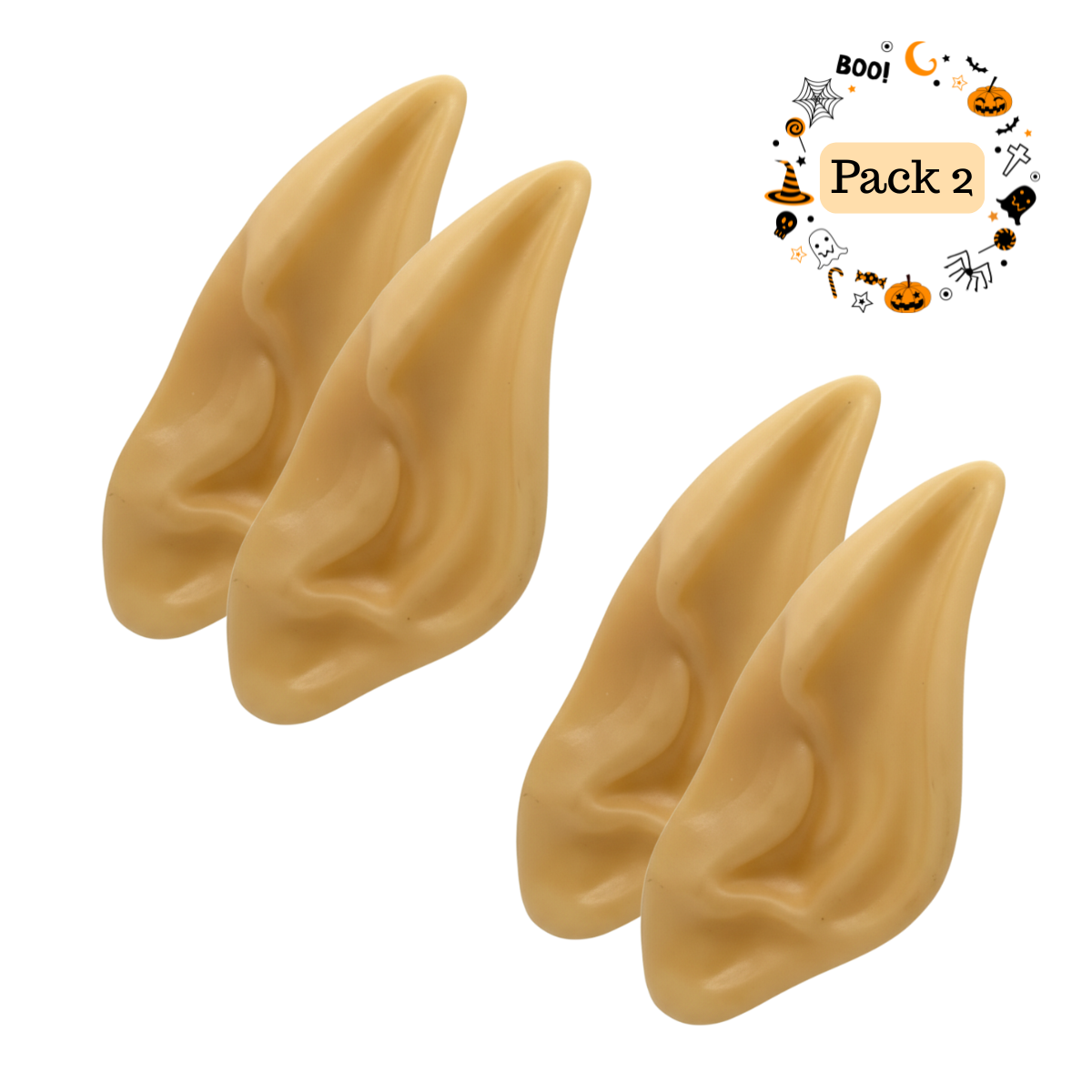 Pack 2 Orejas de Elfo Goma Disfraces Fiesta Halloween 2025-0