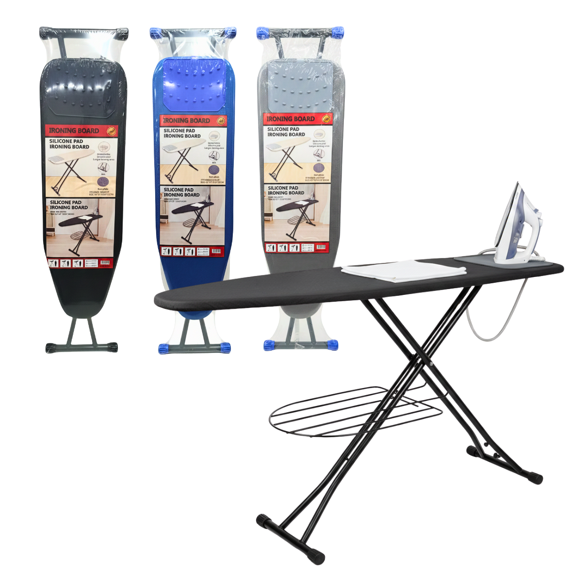 Tabla De Planchar Premium Con Funda Silicon Desmontable Colores Surtidos Mesa De Planchar Metal-0