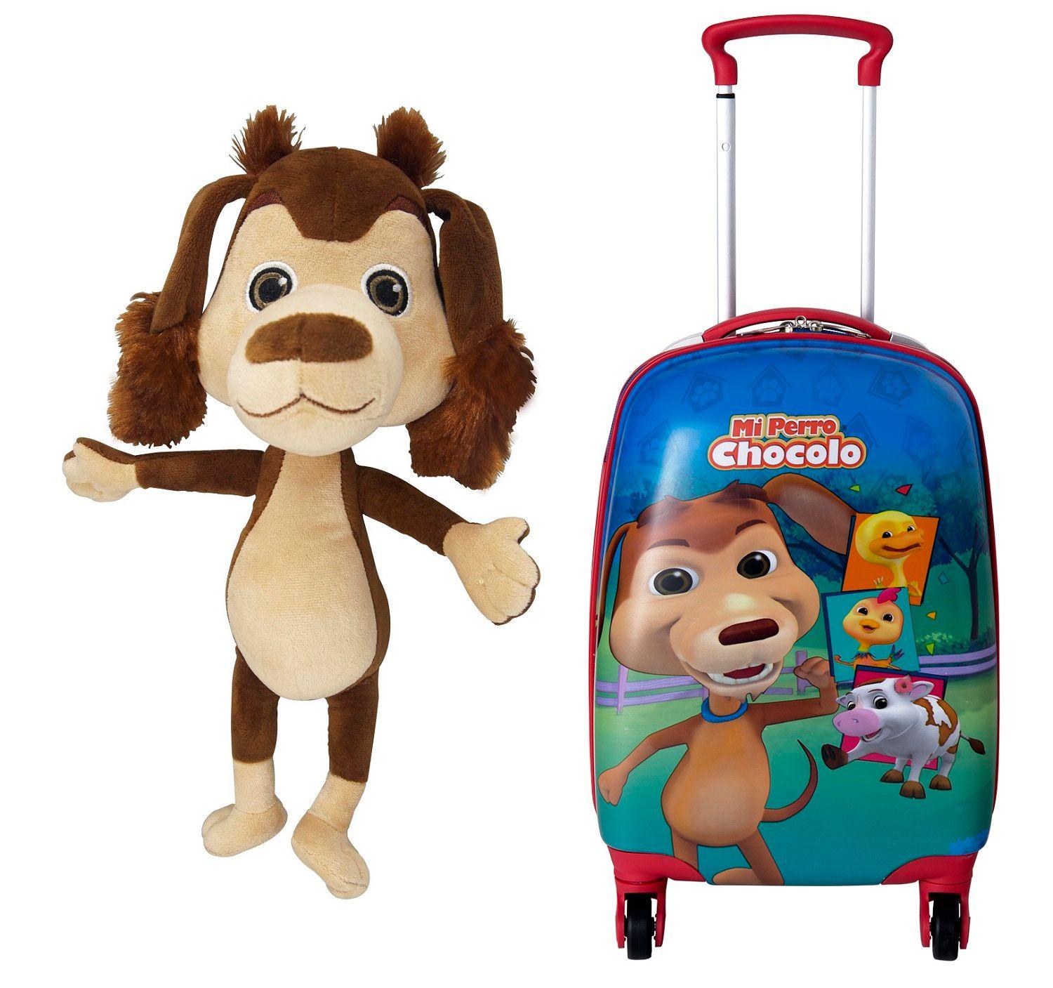 Pack Oferta Perro Chocolo Peluche + Maleta 4 Ruedas Viaje-0