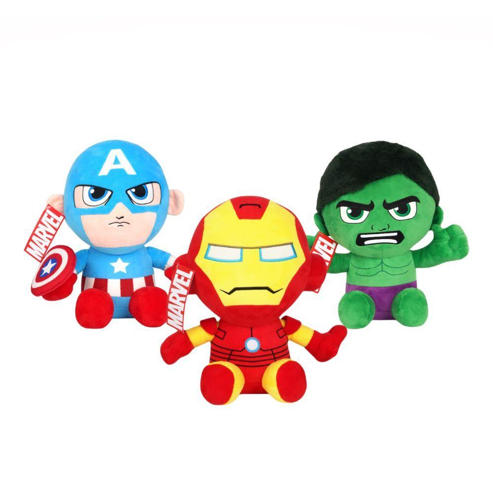 Pack de 3 Peluches Marvel Ironman, Capitán América y Hulk-0