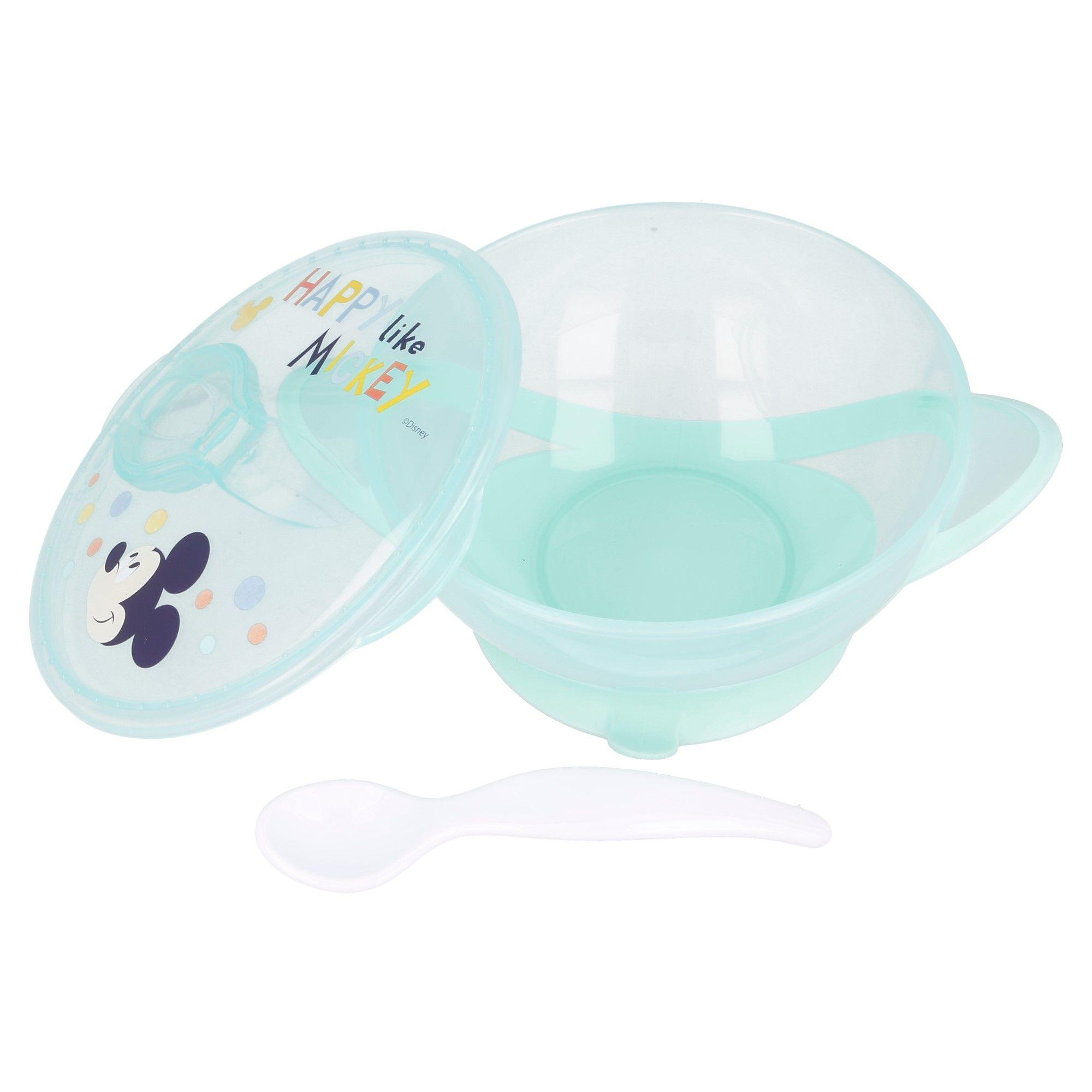 Set Bowl Con Tapa Y Cuchara Disney Baby Mickey -0