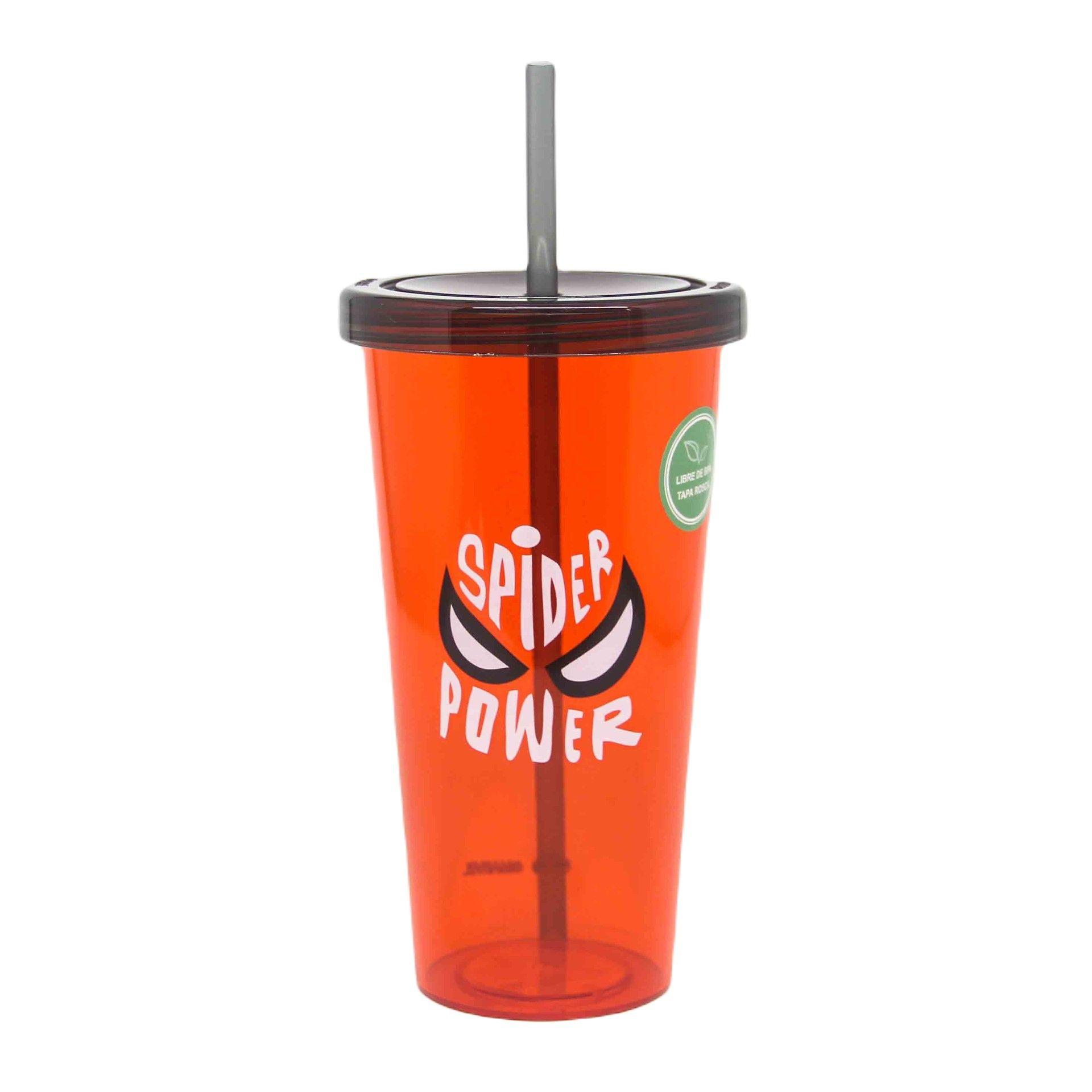 Vaso Simple con Bombilla Spiderman 680 Ml-0
