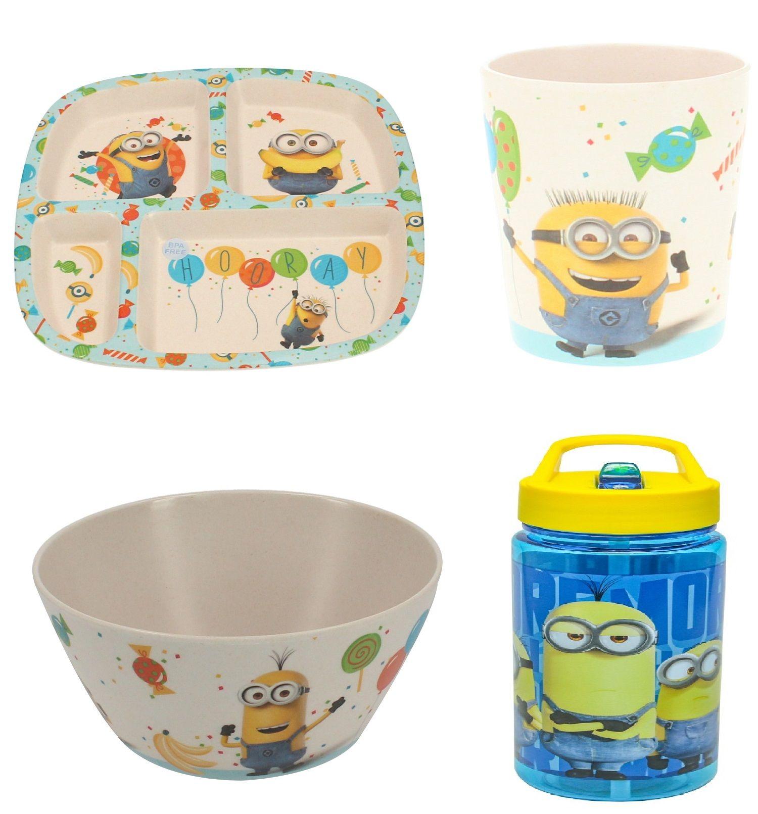 Vaso Infantil + Botella Con Bombilla + Bowl+ Plato Minions-0