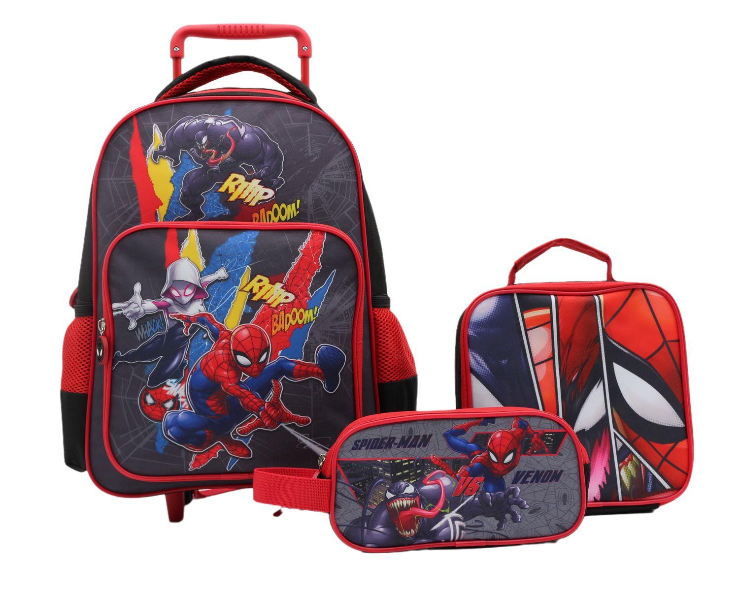Set 3En1 Mochila 15" Ruedas + Lonchera + Estuche Spiderman-0