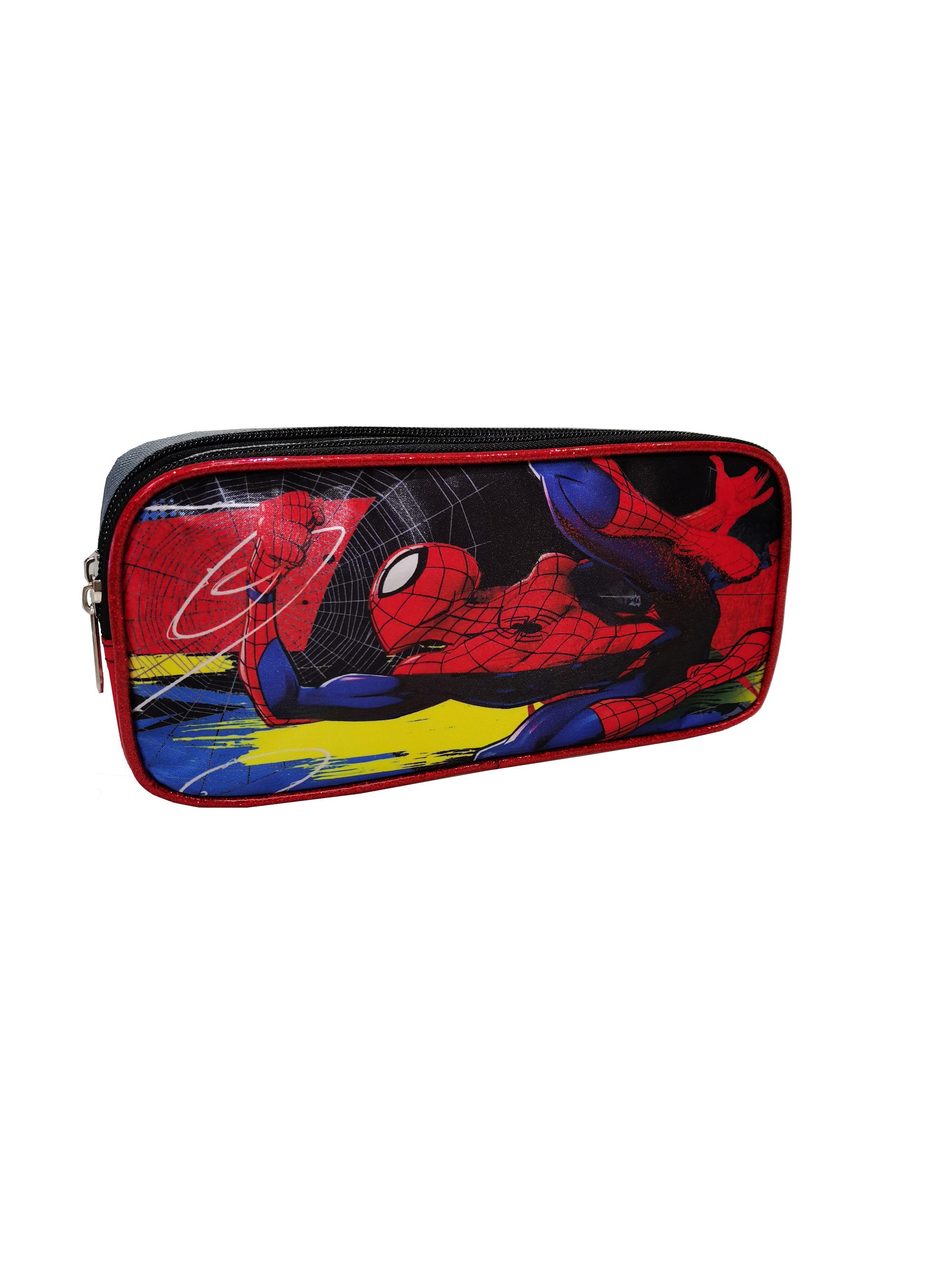 Estuche Doble Cierre Satin Spiderman Negra-1