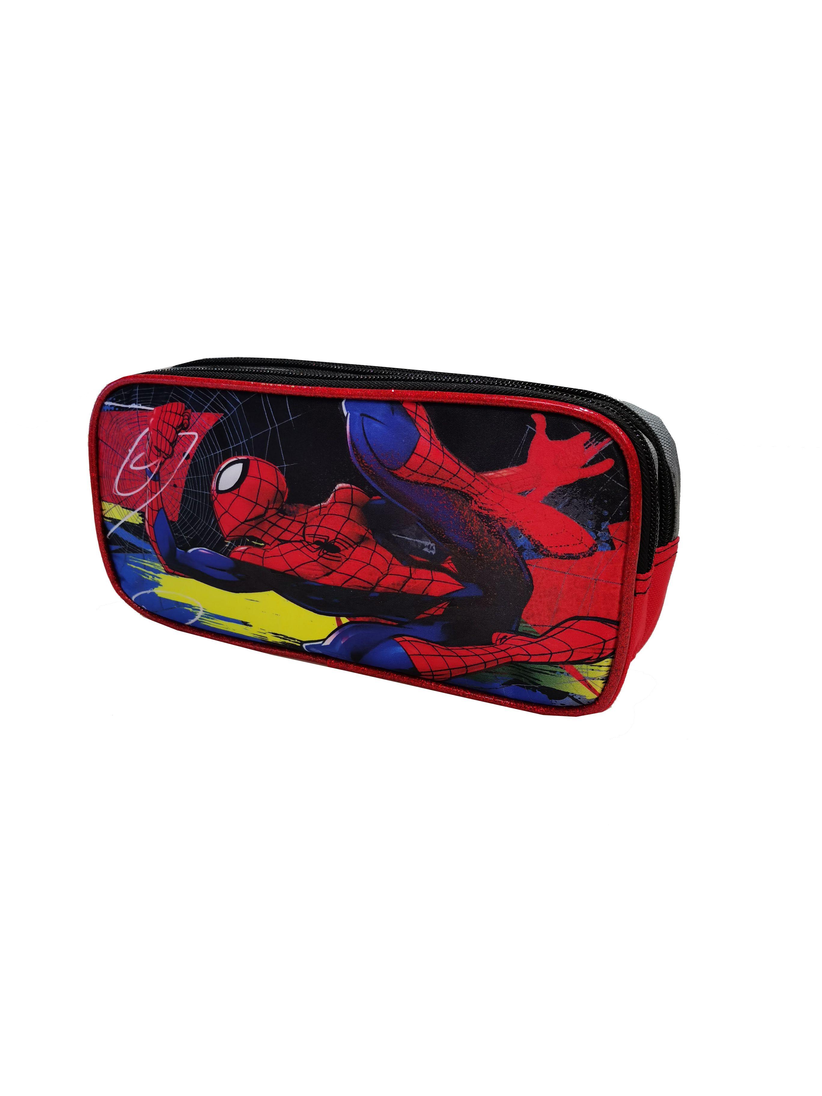 Estuche Doble Cierre Satin Spiderman Negra-2