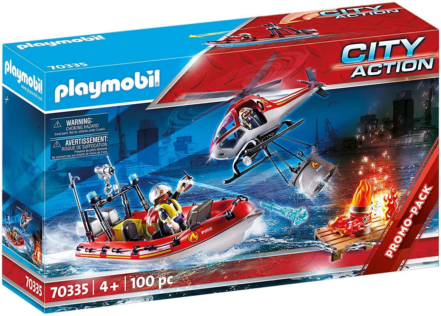 Playmobil Operación Bomberos Con Helicóptero Y Barco 70335-0