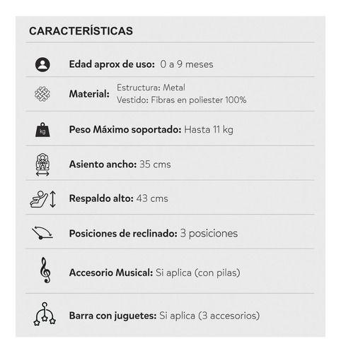 Silla Mecedora  Pikaboo Con Vibrador Y Música Selva Rosa-7