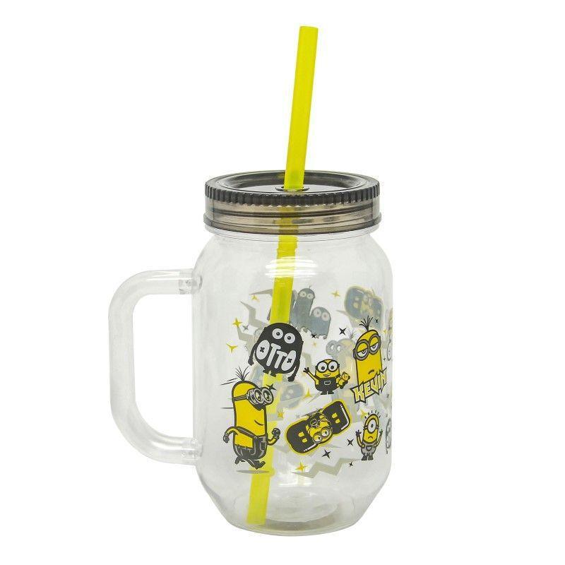 Jarro Con Bombilla + Botella Aluminio + Tazon 3D Minions-4